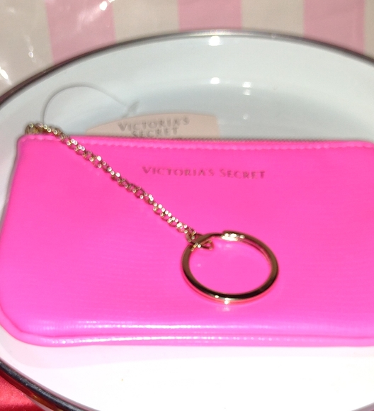 Victoria's Secret Hot Pink Pouchette Silver ⛓️ NWT - Picture 4 of 5
